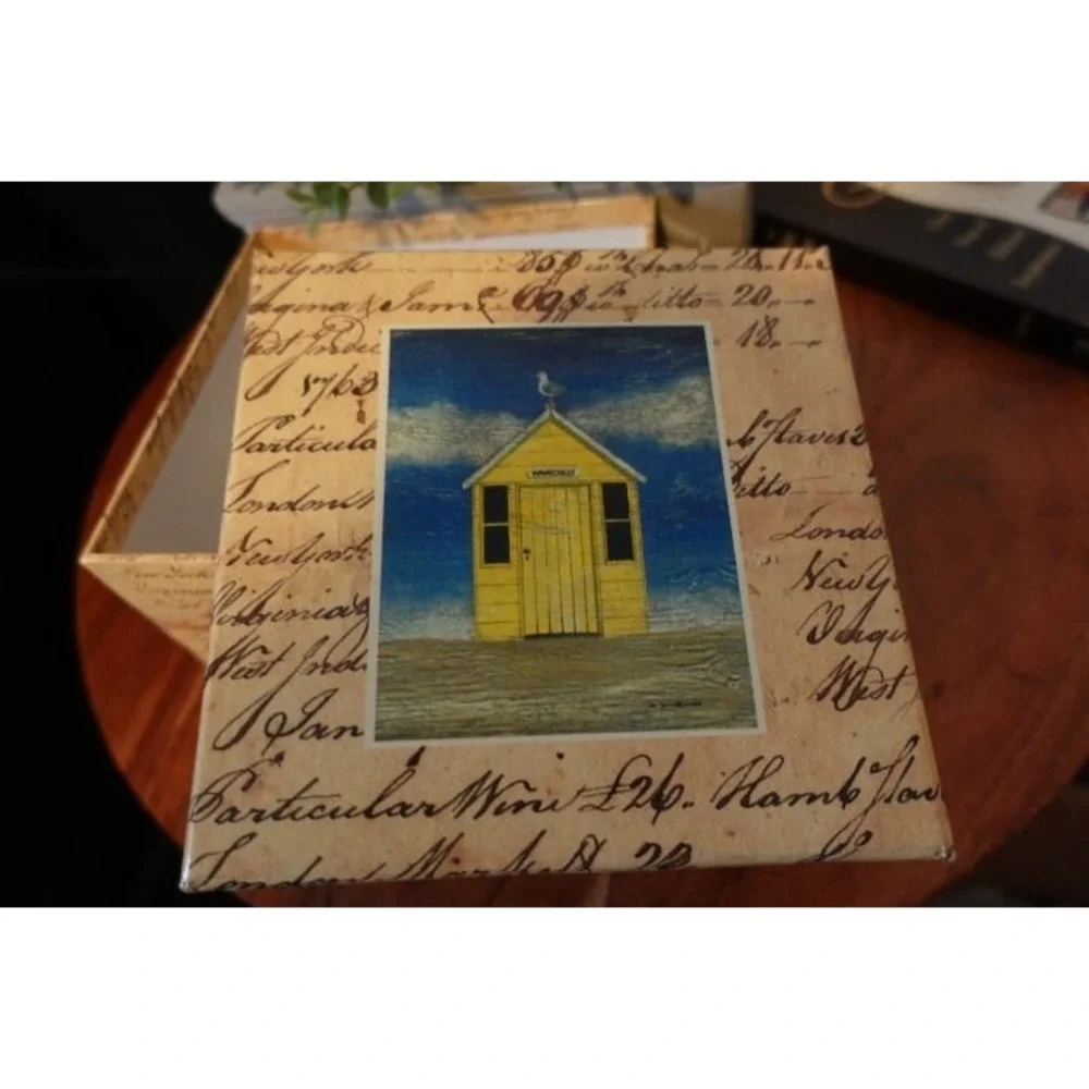 Decorative Storage Box‎ Beach Hut Nautical Script Design Keepsake Organizer